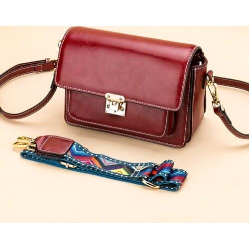 Women Oil Wax Genuine Leather Handbags Womens Genuine Bag Female Shoulder Bags Solid Casual Women Bags Femininas