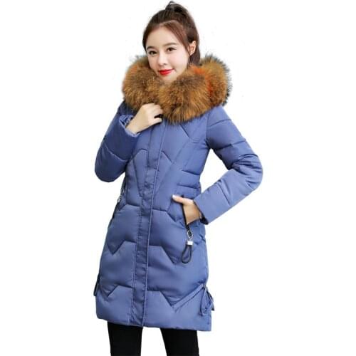 Winter Women Jacket 2019 Large Fur Collar Winter Coats Female Long Parkas Thicken Loose Cotton-Padded Jacket