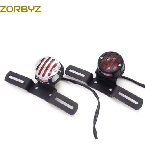 ZORBYZ LED Flame Rear Tail Brake Stop Light With Bracket For Chopper Cafe Racer Old School Bobber Custom