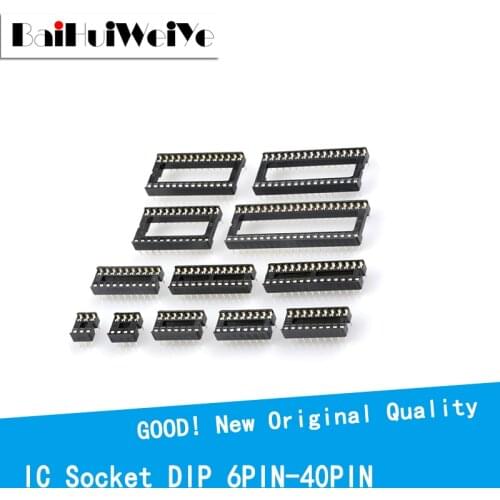 10PCS/LOTE IC Sockets DIP6 DIP8 DIP14 DIP16 DIP18 DIP20 DIP24 DIP28 DIP32 DIP40 pins Connector DIP Socket 6PIN TO 40PIN