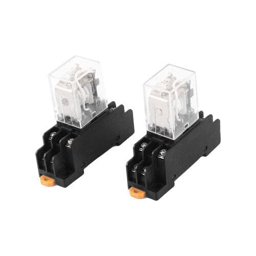 2 Pcs HH52P MY2 DC24V Coil 2NO+2NC 2PDT 8 Pin Electromagnetic Relay w Socket