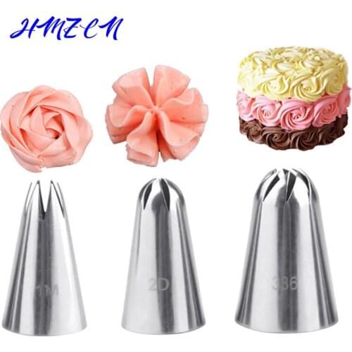 3pcs/set Large Size Icing Piping Nozzles Premium 304 Stainless Steel Cake Cream Decoration Head Kitchen Pastry Tips