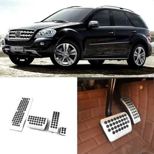 4pcs Aluminium Non Slip Foot Rest Fuel Gas Brake Pedal Cover For Benz M-Class 2007-2015