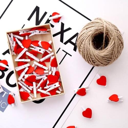 50 Pcs Mini Love Heart Wooden Office Supplies Craft Memo Clips DIY Clothes Paper Photo Peg Home Wedding Gifts Decor Supplies