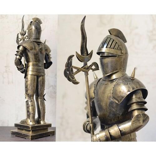 52CM LARGE -CHRISTMAS GIFT TOP COOL FASHION OFFICE HOME SHOP BAR DECORATIVE ART RETRO IRON ROMAN ARMOR WARRIOR ART STATUE-JS642