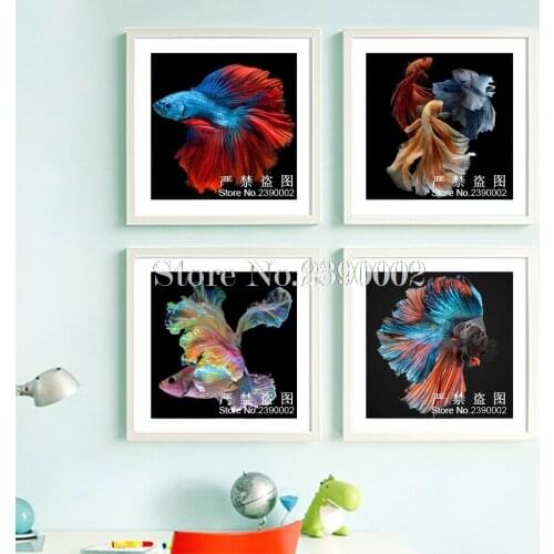 5D DIY Full Diamond Painting Pretty Fish Diamond Embroidery Cross Stitch Diamond Mosaic Animal Picture Needlework Gift