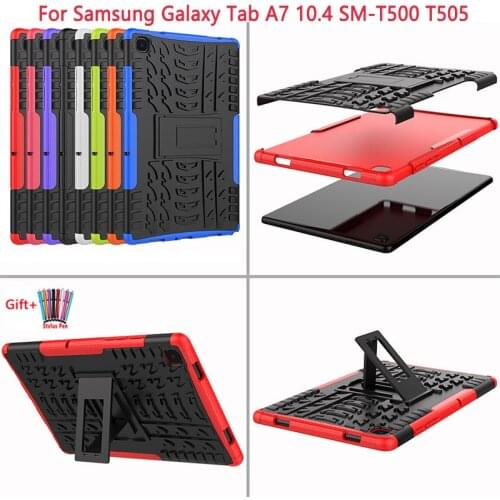Armour Stand TPU Cover For Samsung Galaxy Tab A7 10.4 SM-T500 T505 Shockproof Silicone PC Bumper Cover For Galaxy T505 10.4 Inch
