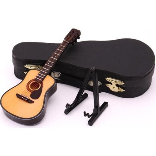 Guitar Model Mini Wooden Full Angle Folk Acoustic Guitar Guitarra Collection Decorative Ornaments Gift with Case Stand