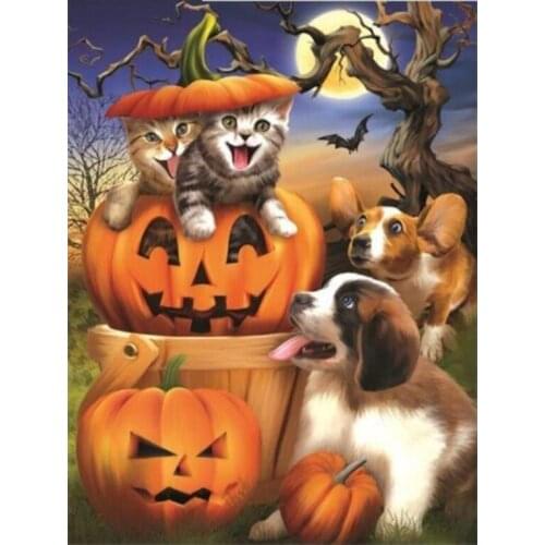 Halloween diamond mosaic embroidery pumpkin painting by numbers cats dogs rhinestone wall sticker daimond drawing art needlework