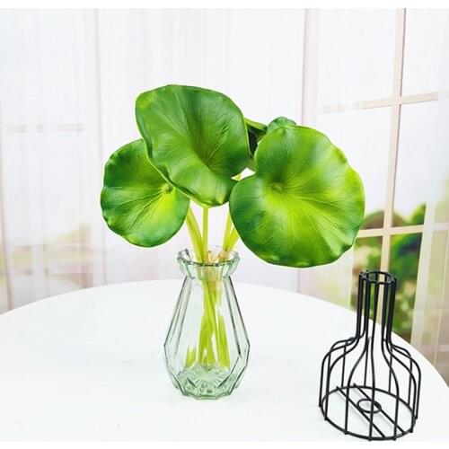 45CM Artificial Small Lotus Leaf Bundle PU Palm Leaf Plastic Tropical Plant Green Crafts Hotel Home Office Company Desktop Decor
