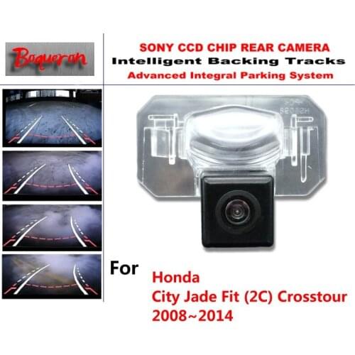 For Honda City Jade Fit (2C) Crosstour 08~14 CCD Car Backup Parking Camera Intelligent Tracks Dynamic Guidance Rear View Camera
