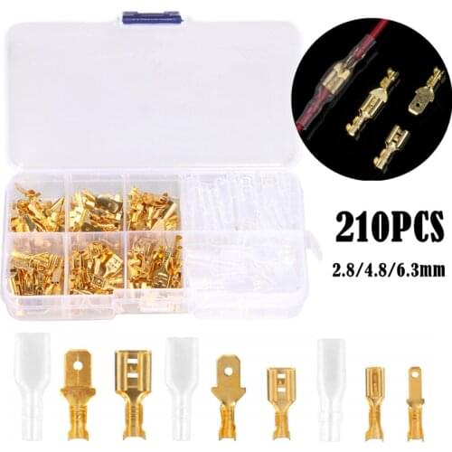 210PCS 2.8/4.8/6.3mm Spade Crimp Terminals Seal Female&Male Electrical Wire Connectors With Insulation Sheath