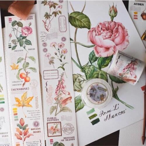 Plant Flower Washi Tapes Bullet Journal Masking Tape Adhesive Tape DIY Scrapbooking Washi Stickers