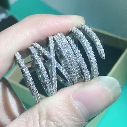 Choucong Handmade Statement Ring 925 sterling Silver Pave AAAAA cz Cross Party Wedding Band Rings For Women Bridal Jewelry Gift