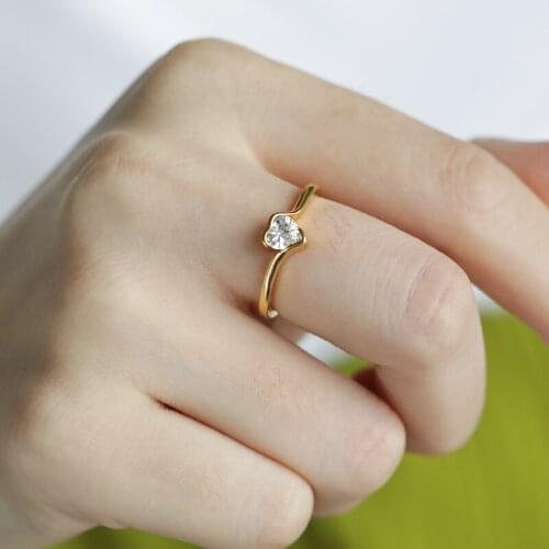 New Zircon Sweet Heart Rings for Women Bridal Wedding Ring Romantic Jewelry The Most Love Gift for Girlfriend Ladies Finger-ring