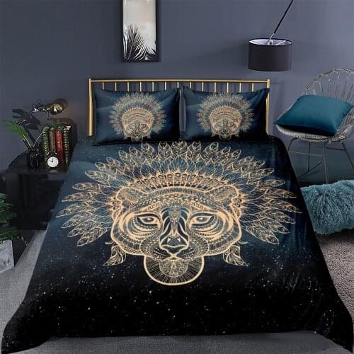 3D Bohemian Duvet Cover Set Leopard Bedding Set Bedding Bag Quilt Covers Pillow Case King Queen Full Twin Size Glitter Bed Linen
