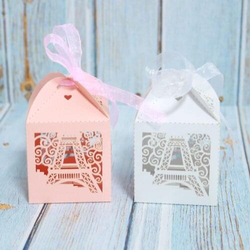 20/50pcs Eiffel Tower Design Wedding Candy Box Chocolate Packaging Laser Cut Dragees Gift Box Wedding Party Supplies