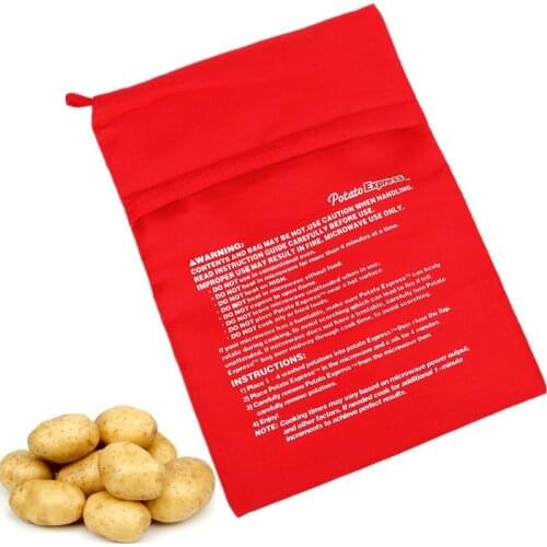Microwave Oven Baked Potato Bag Red Washable Pot Baking Tool Rice Pocket Cooking Easy To Cook Kitchen Gadgets Wholesale