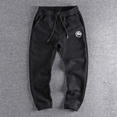 2021 autumn Thick texture casual pants mens embroidered letter trend casual versatile closure trouser 326