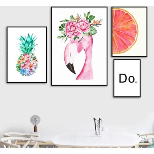 Pineapple Flamingo Flower Orange Lemon Wall Art Canvas Painting Nordic Posters And Prints Wall Pictures For Living Room Decor