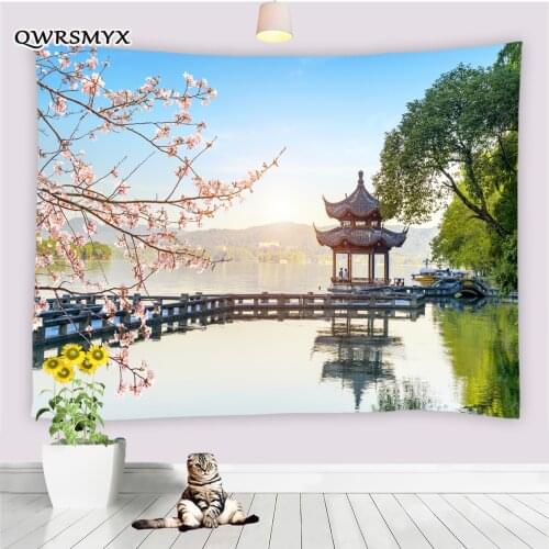 Ocean Trestle Pavilion Scenery Tapestry Wall Hanging Aesthetic Natural Landscape Living Room Bedroom Decor Home Art Tapestries