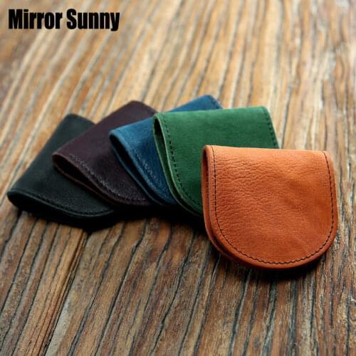 Original Handmade Retro Genuine Leather Mini Change Wallet For Men Women Head Cowhide Leather Female Small Creative Coin Bags