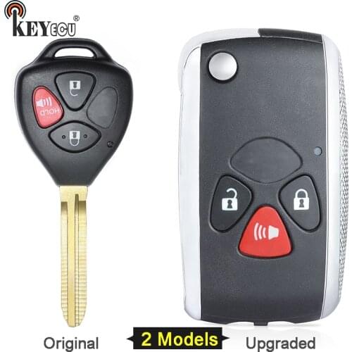 KEYECU for Toyota 4Runner Fortuner Hilux Vigo Scion tC Original/ Modified Flip Remote Key Shell Case Fob 3 Button TOY43