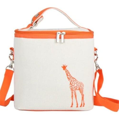 Animal Prints Portable Cotton Linen Insulated Lunch Tote Bag Food Bags Picnic Bag for Women Kids Men Lunch Box Cooler Pack