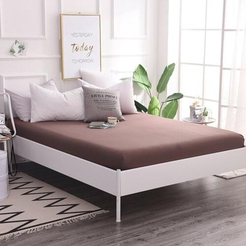 100% cotton solid color bed sheets fitted sheet bedspread with elastic twin full queen king size mattress cover