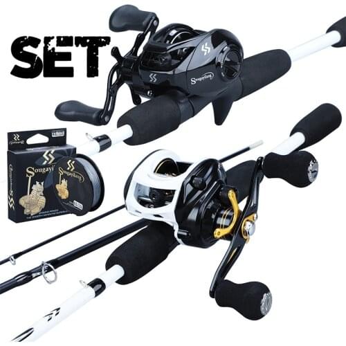 Sougayilang Fishing Rod Reel Combo 3 Sections 1.75M Lure Fishing Rod and 7.2:1 High Speed Baitcasting Reel Set Fishing Tackle