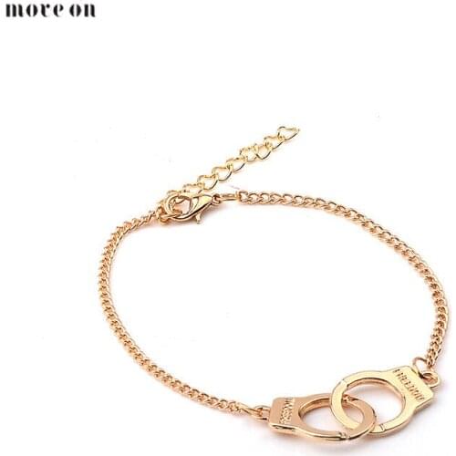 Statement Jewelry Fashion letters 8 Handcuffs Bracelet Creative Female Handcuffs Gold Bracelets For Women Men Birthday Gifts