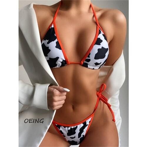 Print Srting Sexy Women Bikini Set 2021 Push Up Padded Women Swimwear Bathing Suit 2 Piece Sets Womens