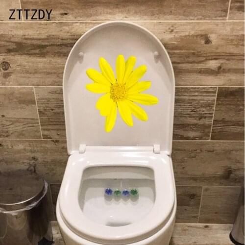 ZTTZDY 20.4*21.9CM Nice Yellow Flower Bathroom Toilet Seat Sticker Home Room Wall Decal T2-0698