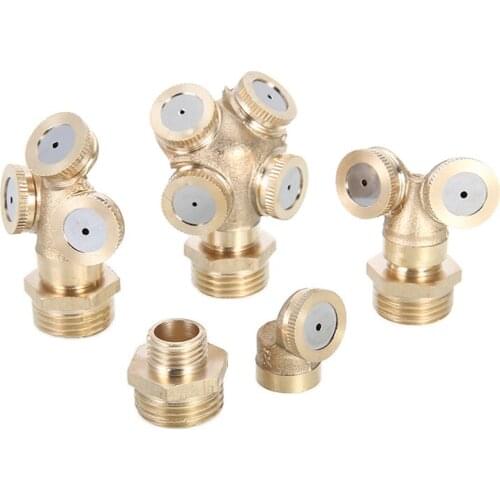 1/2" Misting Nozzle Brass Atomizing Spray Fitting Nebulizer Hose Connector Water Sprinklers Heads Adjustable Garden Irrigation T