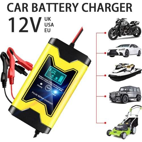 12V 6A Car Battery Charger Full Automatic Pulse Repair Chargers Intelligent Fast Power LCD Display Lead Acid US UK EU Plug