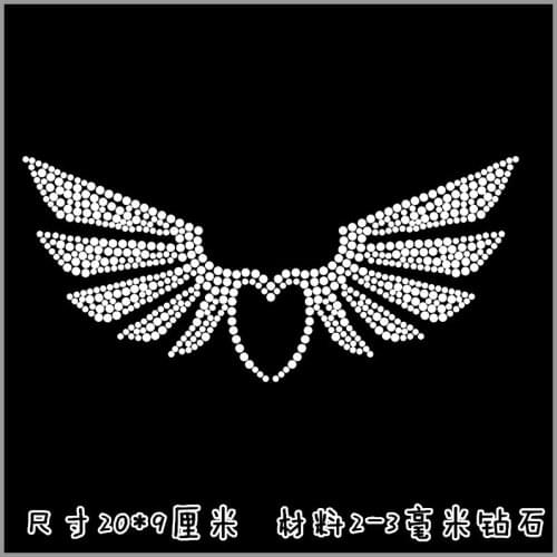 2pc/lot angel wings patches iron on rhinestone transfer designs hot fix rhinestone motif for shirt