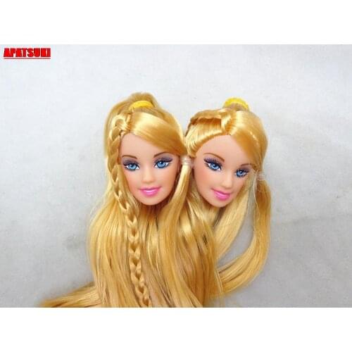 2pcs/lot DIY Golden Hair Princess Doll Head 11.5" Doll Accessories Kids Toy Doll Heads For 1/6 BJD Doll Make Up Fashion