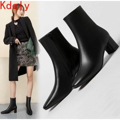 2020 Winter Boots Round Toe High Heels Zipper Ankle Boots High Street Fashion Concise Simple Style Chelsea Boots Winter Boots