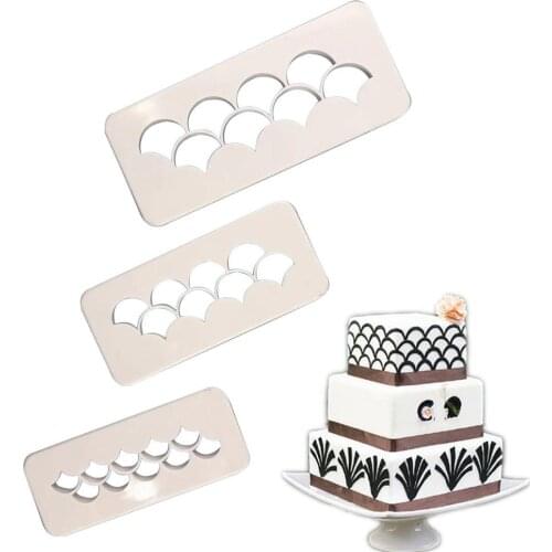 3Pcs/Set Fish Scale Pastry Decorating Easy Clean Baking Kitchen Geometry Fondant Cake Mold Tool Food Grade Plastic Cookie Cutter