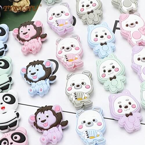 TYRY.HU 5pc Silicone Beads Teething in Baby Teethers BPA FREE Silicone Cartoon Beads DIY Pacifier Chain Accessories Teether Toys