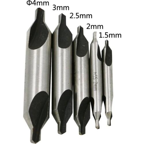 5pcs Combined Center Drills Bit Set 1.5mm/2mm/2.5mm/3mm/4mm High Speed Steel Countersinks Designated Tools Wood Drilling Tool