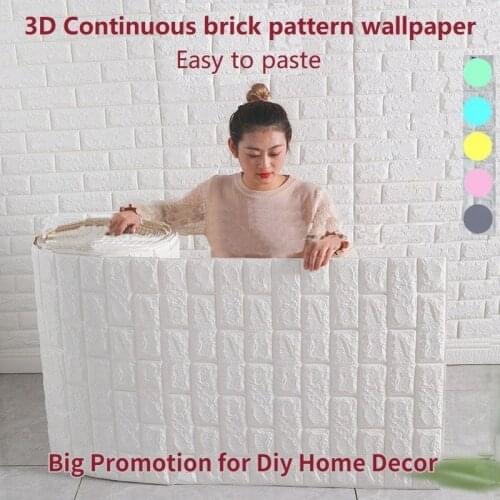 70cm*1m 3D Wall Sticker 3D Continuous Foam Waterproof Brick Wallpaper Home Decoration 3d Self-adhesive Brick Wall Stickers