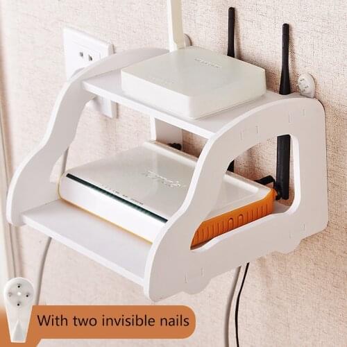 1pc Wireless Wood Wifi Router Storage Box panel Shelf Wall Hanging Bracket Cable Organizer Home Decor White