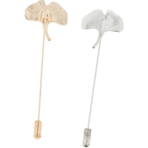 Ginkgo Leaf Brooch Pin Tie Clips Collar Bar Lapel Stick Bridal Party Wedding