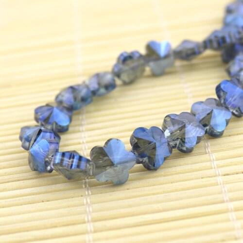 20pcs 10x10mm Cymbidium Blue Crystal Jewelry Beads Colorful Flower Shape Glasses Crystal Bead for DIY Jewelry Pendant Bracelet