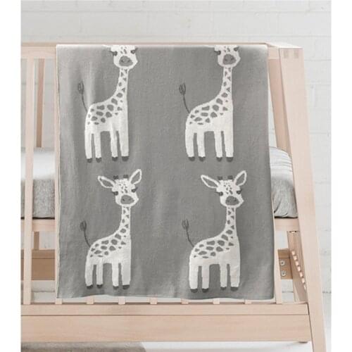 Newborn Baby Blankets Cotton Swaddle Wrap Cartoon Animal Koala Elephant Giraffe Soft Wool Knitted Throw Blanket Stroller Cover