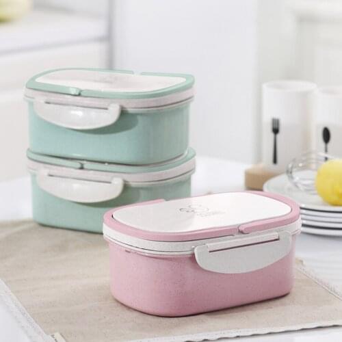 2 Layer Wheat Straw Bento Boxes Leak-Proof Microwave Lunch Box For Kids Eco-Friendly Food Storage Container Lunchbox