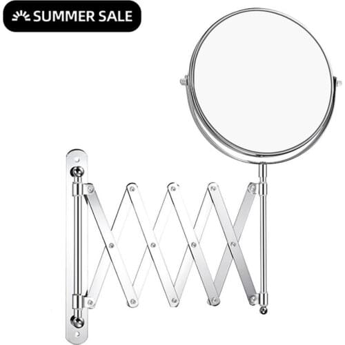 Double-Sided Magnifying Makeup Mirror, 7 Inch Diameter 1X/5X Wall Mounted Extension Adjustable Rotating Vanity Makeup Mirror