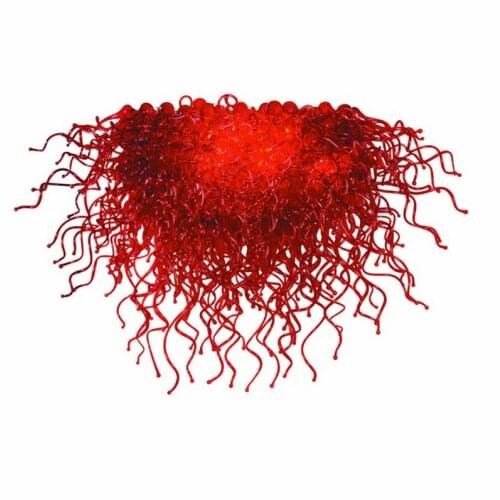 Foyer Decor Chihuly Style Hand Blown Red Murano Glass Hanging LED Chandeliers