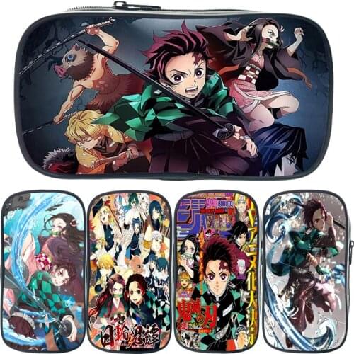 Hot Sale Demon Slayer Kimetsu No Yaiba Purse Pencil Case Zipper Makeup Bag Pen Kids Toddler Stationery Bag